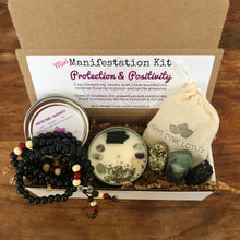 Load image into Gallery viewer, PROTECTION & POSITIVITY - MINI Manifestation kit (meditation, gift box, self care)