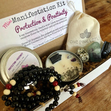 Load image into Gallery viewer, PROTECTION & POSITIVITY - MINI Manifestation kit (meditation, gift box, self care)