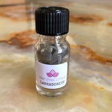Load image into Gallery viewer, LABRADORITE chips (small gift) in a bottle for spells, meditation or crafts