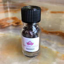 Load image into Gallery viewer, GARNET chips (small gift) in a bottle for spells, meditation or crafts