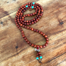 Load image into Gallery viewer, Mala Beads Necklace - Cat Eye Sandalwood 8mm 108 beads. Worn as bracelet or necklace