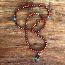 Load image into Gallery viewer, Mala Beads Necklace - Cat Eye Sandalwood 8mm 108 beads. Worn as bracelet or necklace