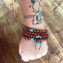 Load image into Gallery viewer, Mala Beads Necklace - Cat Eye Sandalwood 8mm 108 beads. Worn as bracelet or necklace