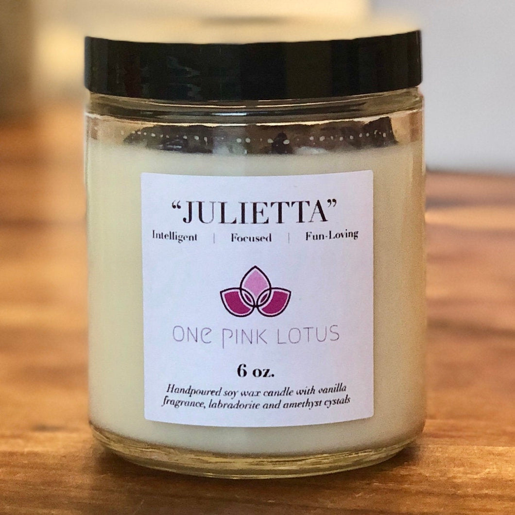 6 oz. CUSTOM soy wax candle with crystals