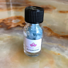 Load image into Gallery viewer, AQUAMARINE chips (small gift) in a bottle for spells, meditation or crafts
