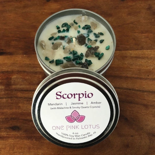 SCORPIO Zodiac soy wax candle with crystals
